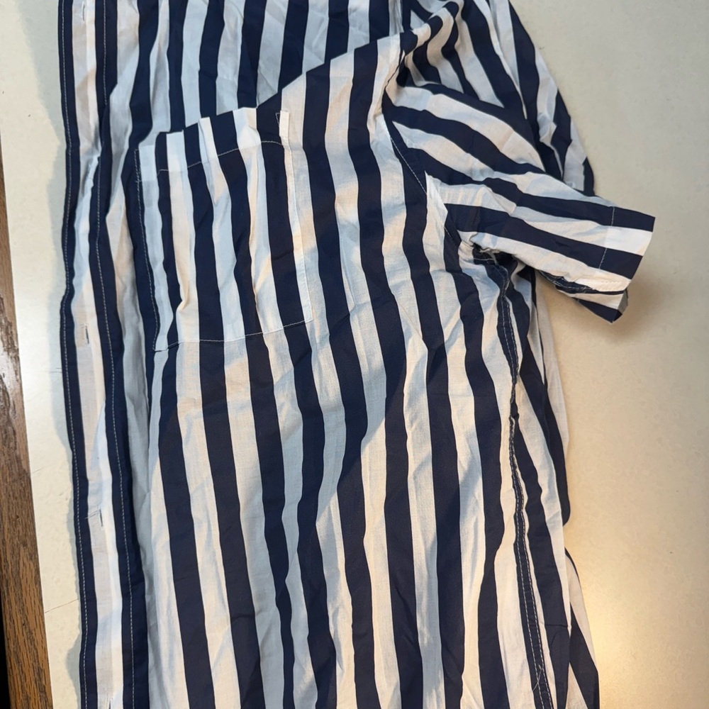 Navy and White Striped Men's Shirt